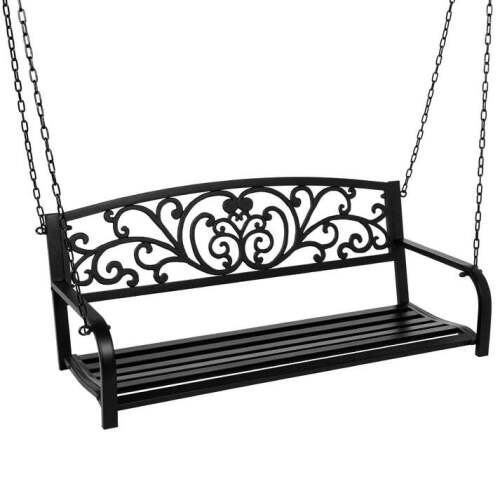 2-Person Metal Outdoor Porch Swing w/ Floral Accent, 485lb Weight Capacity - Lot 7467