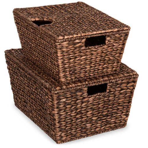 Set of 2 XL Woven Water Hyacinth Storage Baskets - Lot 7322