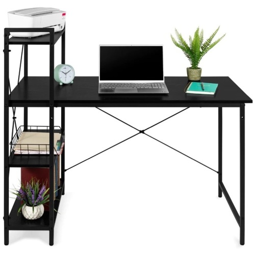 Computer Desk & 4-Tier Shelf, Modular Office Workstation - 48in - Lot 7468