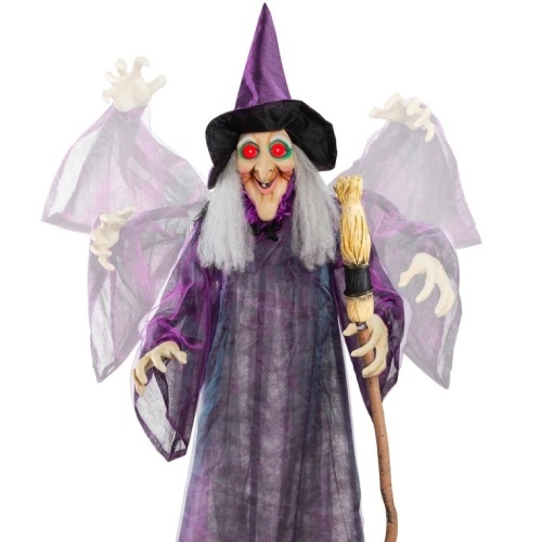 Wicked Wanda Standing Animatronic Witch with Sounds, LED Eyes - 5ft - Lot 7472