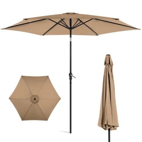 Outdoor Steel Market Patio Umbrella Decoration w/ Tilt, Crank Lift - 10ft - Lot 7478