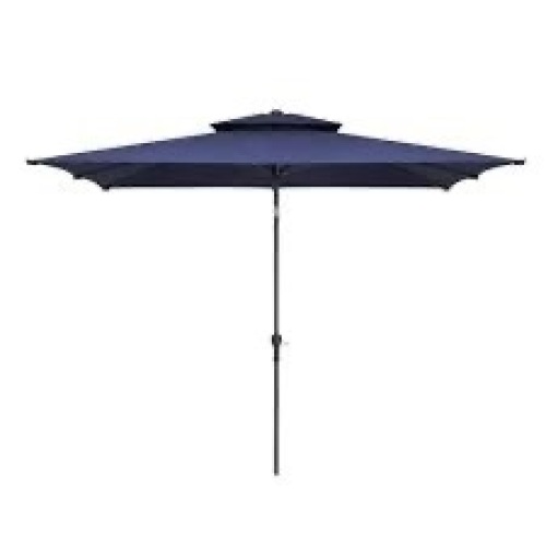 9 ft. x 5 ft. Aluminum Double Tilt Top Market Patio Umbrella in Navy Blue - Lot 7511