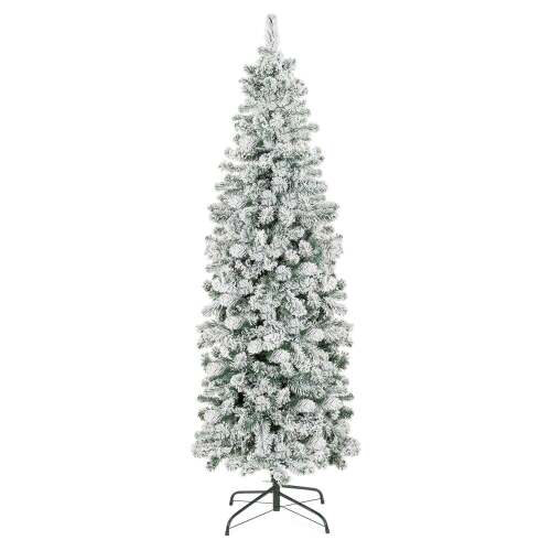 Snow Flocked Artificial Pencil Christmas Tree w/ Stand - Lot 7540