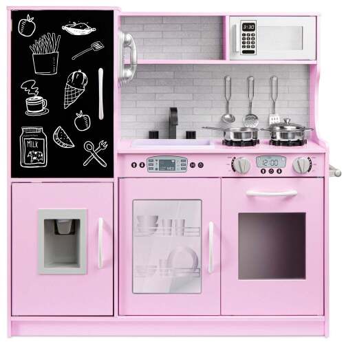 Pretend Play Kitchen Wooden Toy Set for Kids with 11 Accessories - Lot 7563