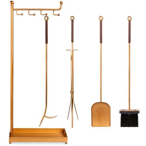 5-Piece Modern Contemporary Indoor Outdoor Fireplace Antique Tool Set - Lot 7544