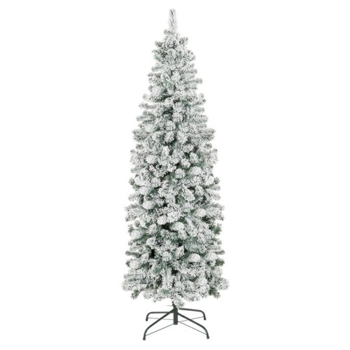 6ft Snow Flocked Artificial Pencil Christmas Tree w/ Stand - Lot 7575