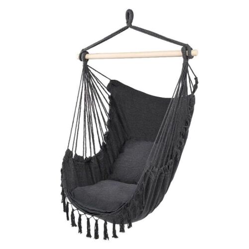 Hammock Chair Swing with 2 Cushions - Gray - Lot 675