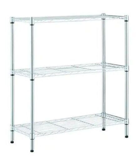 HDX 3-Tier Steel Wire Shelving Unit in Chrome, 24 in. W x 30 in. H x 14 in. D - Lot 858