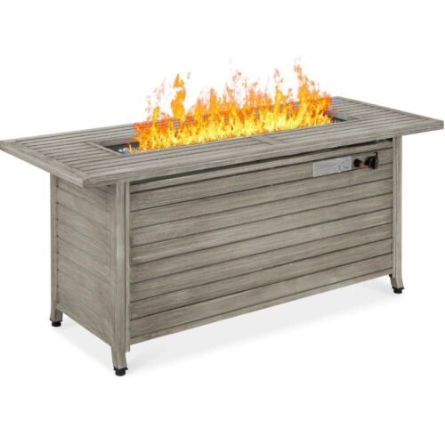 50,000 BTU Rectangular Propane Gas Fire Pit Table w/ Storage, Cover - 57in  - Lot 43