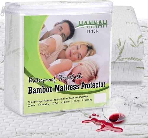 Hannah Linen Waterproof Bamboo Mattress Protector, King Size - Lot 488