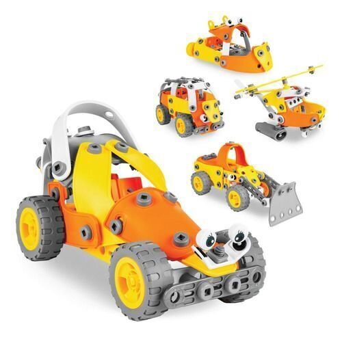 Kids 147-Piece 5-in-1 Educational STEM Building Toy Kit w/ Car, Helicopter, Boat, Bulldozer, Truck - Lot 790