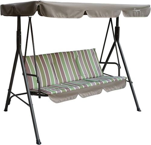 Alicia Patio Swing Chair with 3 Comfortable Cushion Seats and Strong Weather Resistant Powder Coated Steel Frame - Lot 482