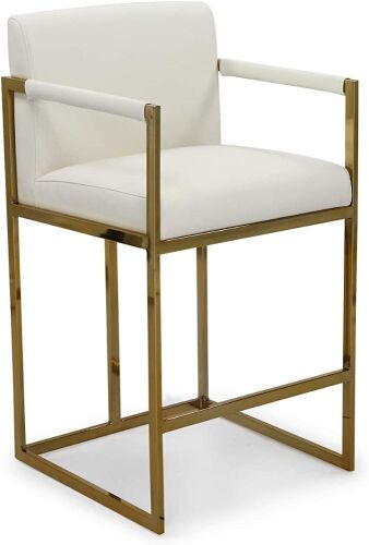 Upholstered Square Arm Metal Base Modern Counter Chair - Lot 79
