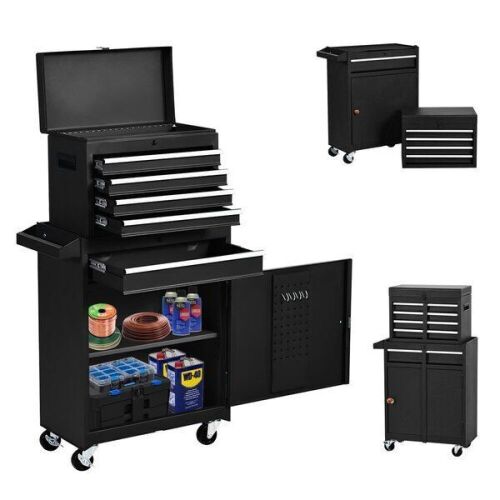 5-Drawer 2-In-1 Detachable Tool Storage with Large Cabinet and Sliding Drawers, Removable Tool Box Organizer - Lot 27