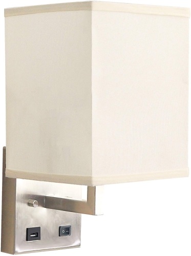 Facon RV Wall Mount Light Fixture with Flared Wall Sconce Shade with USB Charger Socket, Use with E26 Bulb Base, 60W Max - Appears New, Untested  - Lot 277