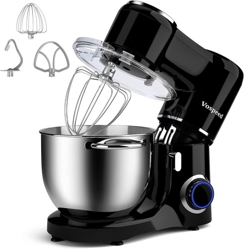 Vospeed Stand Mixer, 7.5 QT 660W 6-Speed Tilt-Head with Stainless Steel Bowl, Beater, Hook, Whisk - E-Comm Return, Appears New, Tested/Works  - Lot 289