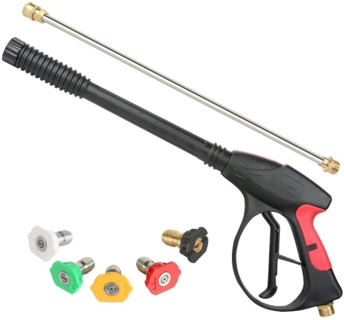 Sooprinse High Pressure Spray Gun 4000psi with 19 inch Extension Replacement Wand Lance, 5 Quick Connect Nozzles for Honda Excell Troybilt, Generac, Simpson, Briggs Stratton - Appears New   - Lot 294