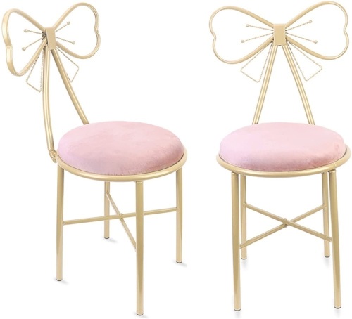 Wisfor Pink Bow Vanity Chairs, Set of 2 - Appear New  - Lot 944
