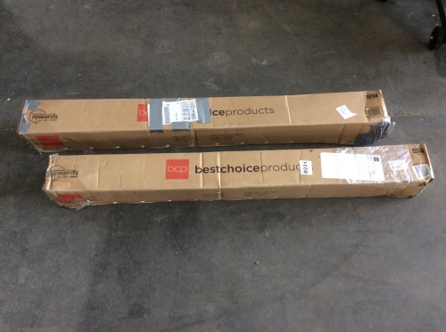 Lot of (2) 7.5ft Outdoor Solar Patio Umbrellas w/ Push Button Tilt, Crank Lift - Unknown Condition    - Lot 633