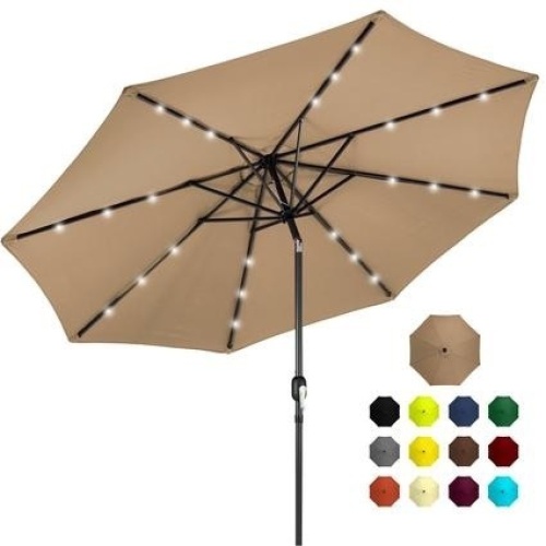 10ft Solar LED Lighted Patio Umbrella w/ Tilt Adjustment, Fade-Resistance - Appears New  - Lot 798