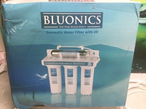 Bluonics 4 - Stage Drinking Water Filter UV Purifier for Bacteria - E-Comm Return, Unknown Condition   - Lot 427