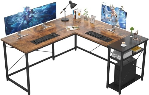 Ecoprsio L-Shaped Desk with Storage Shelves - Appears New  - Lot 572
