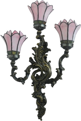 HT Tiffany Stained Glass Wall Lamp - Appears New  - Lot 1006