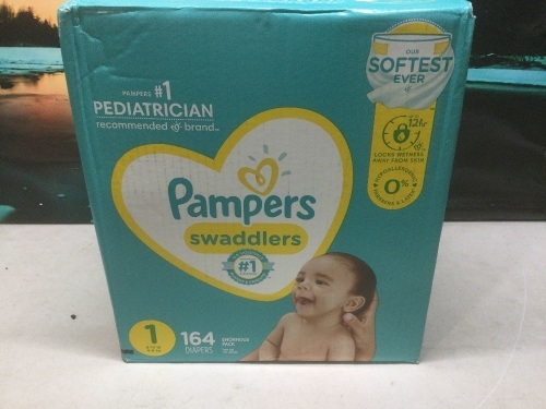 Pampers Swaddlers Baby Diapers, Size 1, 164 ct - New - Lot 1010
