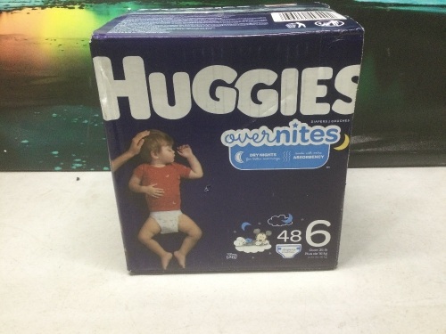 Huggies Overnites Diapers, Size 6, 48 Ct - New - Lot 1109