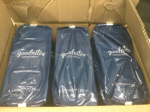 GoodNites Boys' Nighttime Bedwetting Underwear, Large, 75 Ct - New - Lot 1097