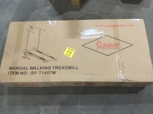 Sunny Health &Fitness Manual Walking Treadmill - E-Comm Return, Unknown Condition  - Lot 802
