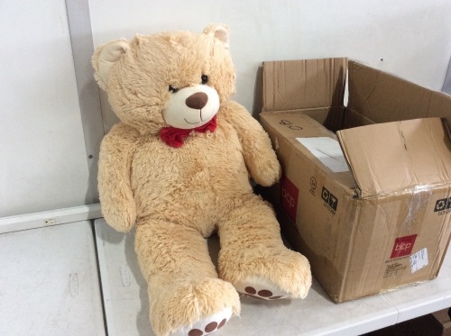 Giant Plush Teddy Bear Stuffed Animal w/ Bow Tie, 38" - Appears New  - Lot 604