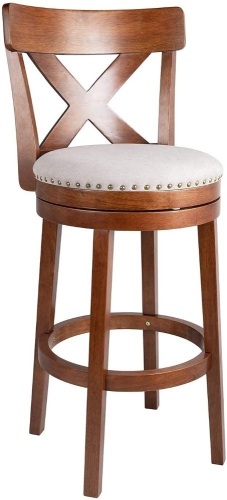 Furgle 30" Crossback Cushioned Swivel Bar Stool, Cherry - New - Lot 335