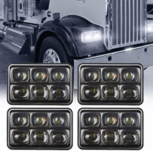 Auxbeam 60W 4x6 Led Headlights with High Low Beam, Rectangle Replacement H4651 H4652 H4656 H4666 H6545 for Peterbil Kenworth Chevrolet Oldsmobile Cutlass - New  - Lot 883