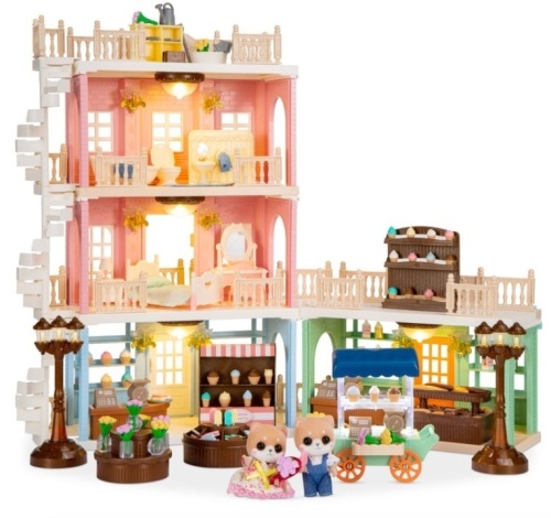 Deluxe Cottage Dollhouse Mansion Pretend Toy Playset w/ Tiny Critters, Missing Pieces - Lot 128
