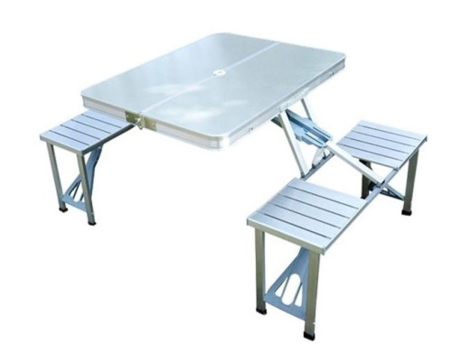 Aluminum Portable Folding Picnic Table w/ 4 Seats - Lot 131