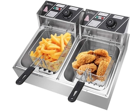 ZOKOP 12.7Qt Stainless Steel Double Cylinder Electric Fryer - Lot 184