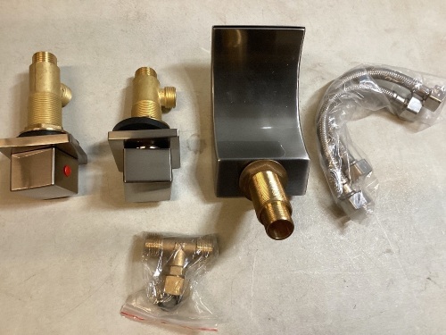 8" Widespread LED Waterfall Faucet, Brushed Nickel - Lot 215