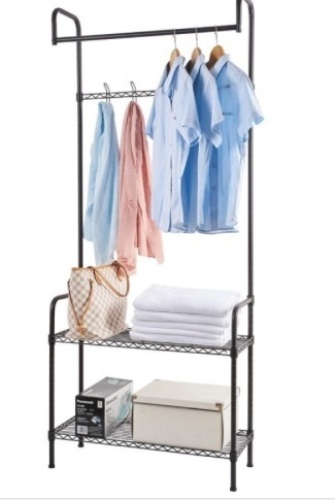 Clothing Rack with 2 Tier Metal Shelf, Missing Hardware - Lot 218