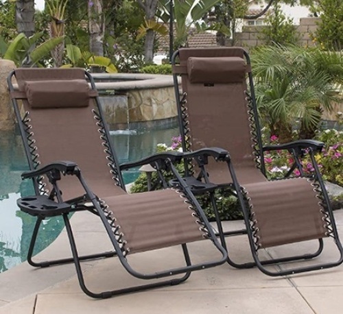 BELLEZE 2PC Zero Gravity Chair, Brown - Lot 323