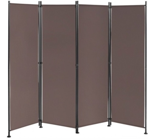 4-Panel Room Divider Folding Privacy Screen-Coffee - Lot 571