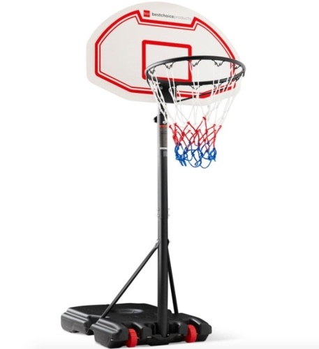 Kids Height-Adjustable Basketball Hoop, Portable Backboard System w/ Wheels, White Backboard - Lot 569