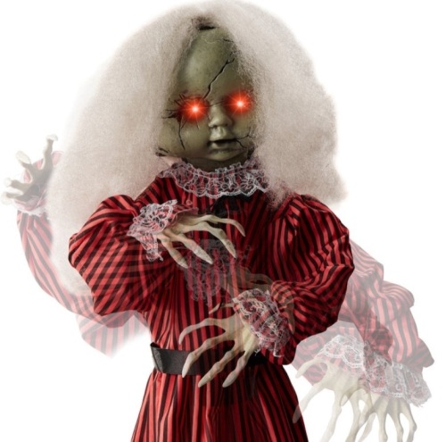 Haunted Holly Animatronic Roaming Doll Halloween Decoration w/ Light-Up Eyes - Lot 570