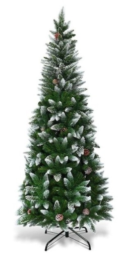 5 ft. Snow Flocked Unlit Artificial Pencil Christmas Tree Hinged with Pine Cones - Lot 354