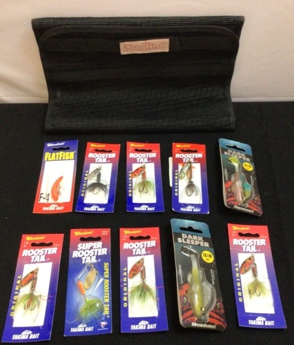 Lot of (10) Fishing Lures & Lure Holder - Lot 57