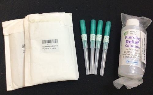 9 New Star Tattoo 18G Piercing Needles & Piercing Relief Solution - Lot 155