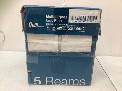 Case of (5) Reams 8.5"x11" Letter Copy Paper - Lot 374