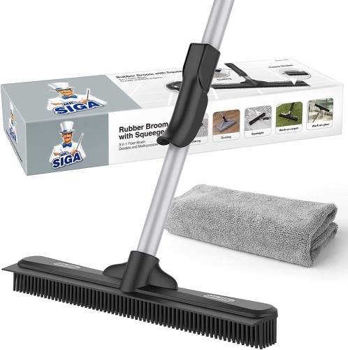 MR.SIGA Pet Hair Removal Rubber Broom with Built in Squeegee, Used - Lot 362