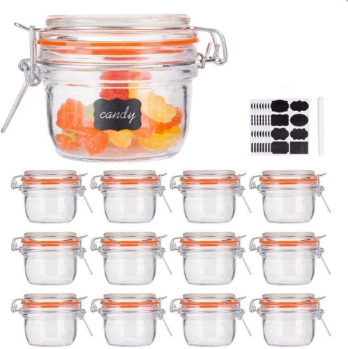 12 pk Small Glass Jars With Airtight Lids - Lot 255