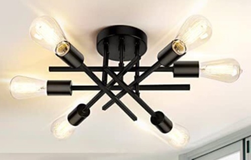 6-Light Flush Mount Ceiling Light Fixture - Lot 361
